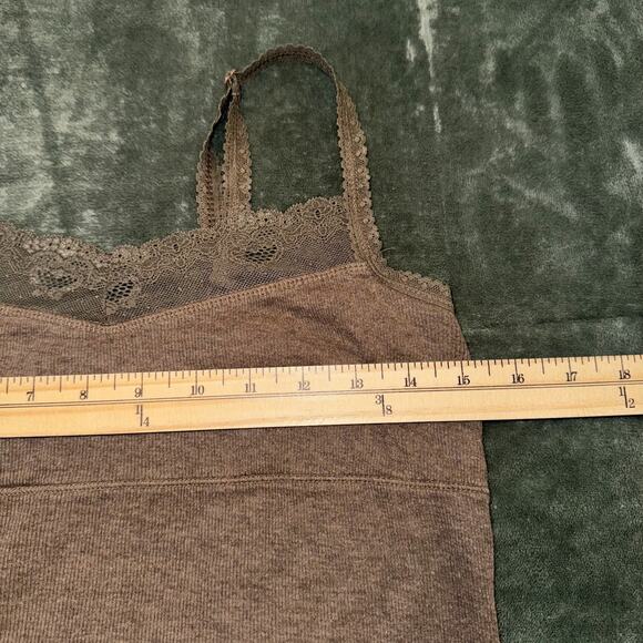 Vintage Old Navy Lace-Trim Cami Tank Top Womens Medium Brown Adjustable Straps - Picture 5 of 6